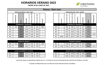 Horari estiu autobús interurbà